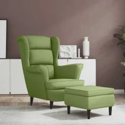 vidaXL Fauteuil met voetenbank fluweel lichtgroen