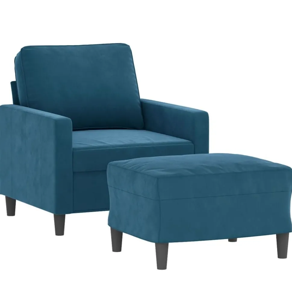 vidaXL Fauteuil met voetenbank 60 cm fluweel blauw