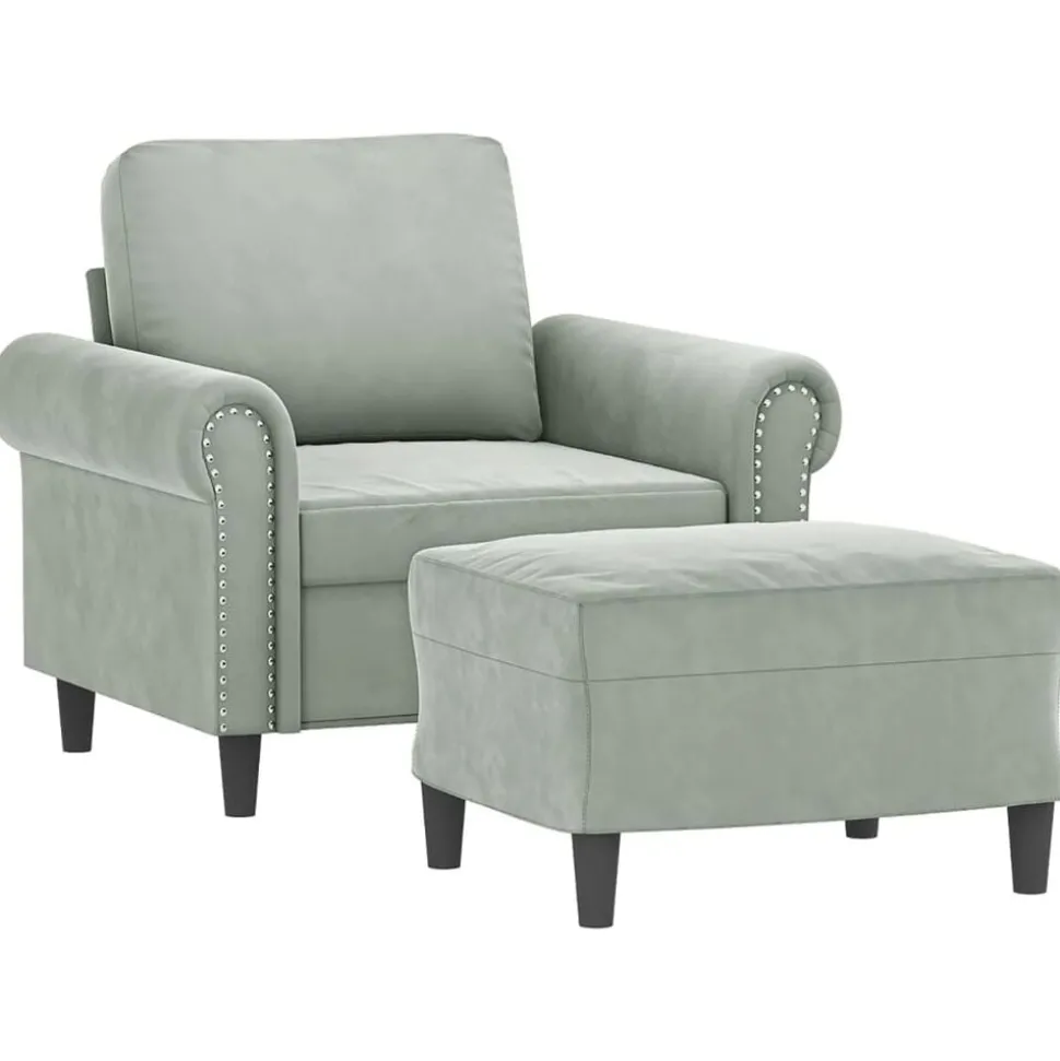 vidaXL Fauteuil met voetenbank 60 cm fluweel crèmekleurig