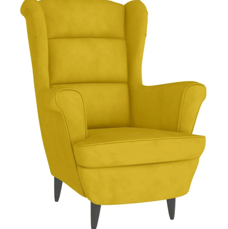 vidaXL Fauteuil met voetenbank fluweel mosterdgeel