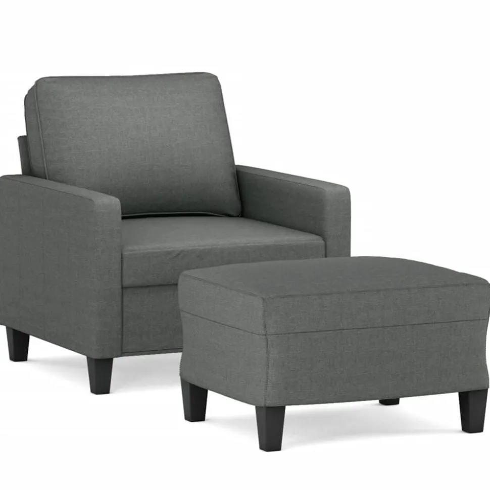 vidaXL Fauteuil met voetenbank 60 cm stof donkergrijs