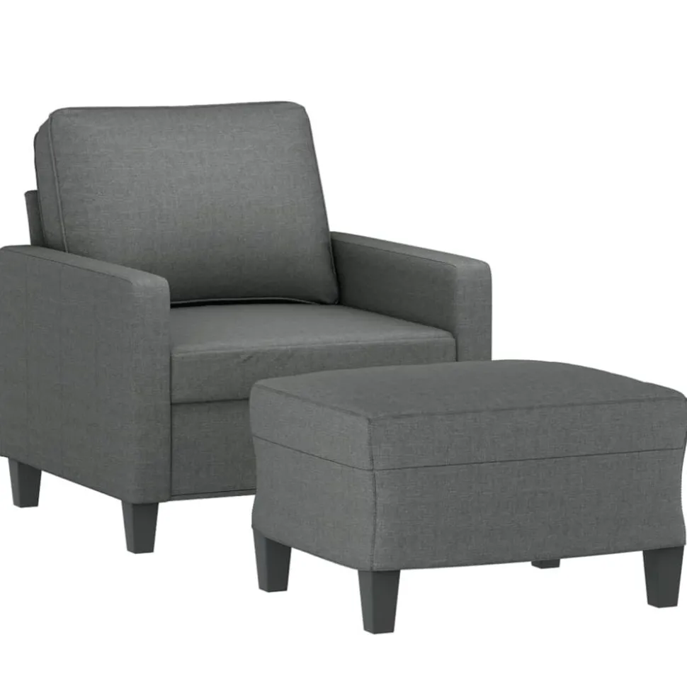 vidaXL Fauteuil met voetenbank 60 cm stof donkergrijs