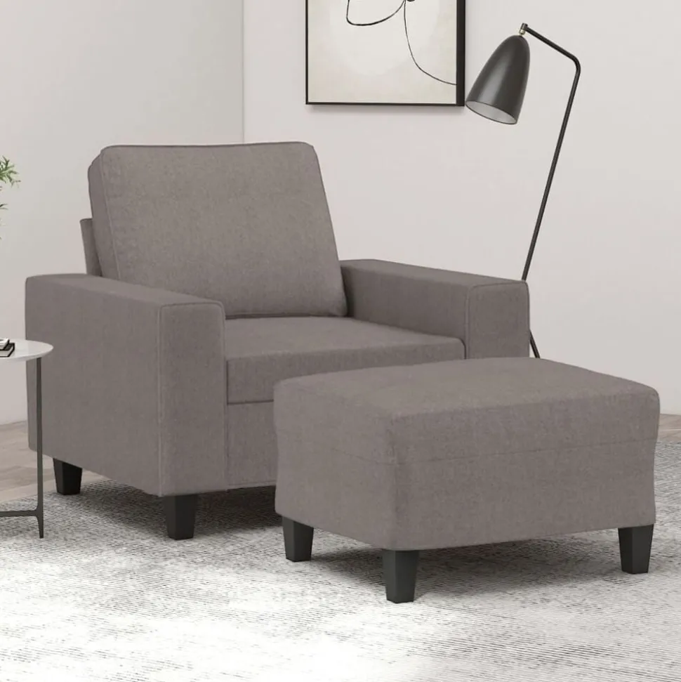 vidaXL Fauteuil met voetenbank 60 cm stof taupe