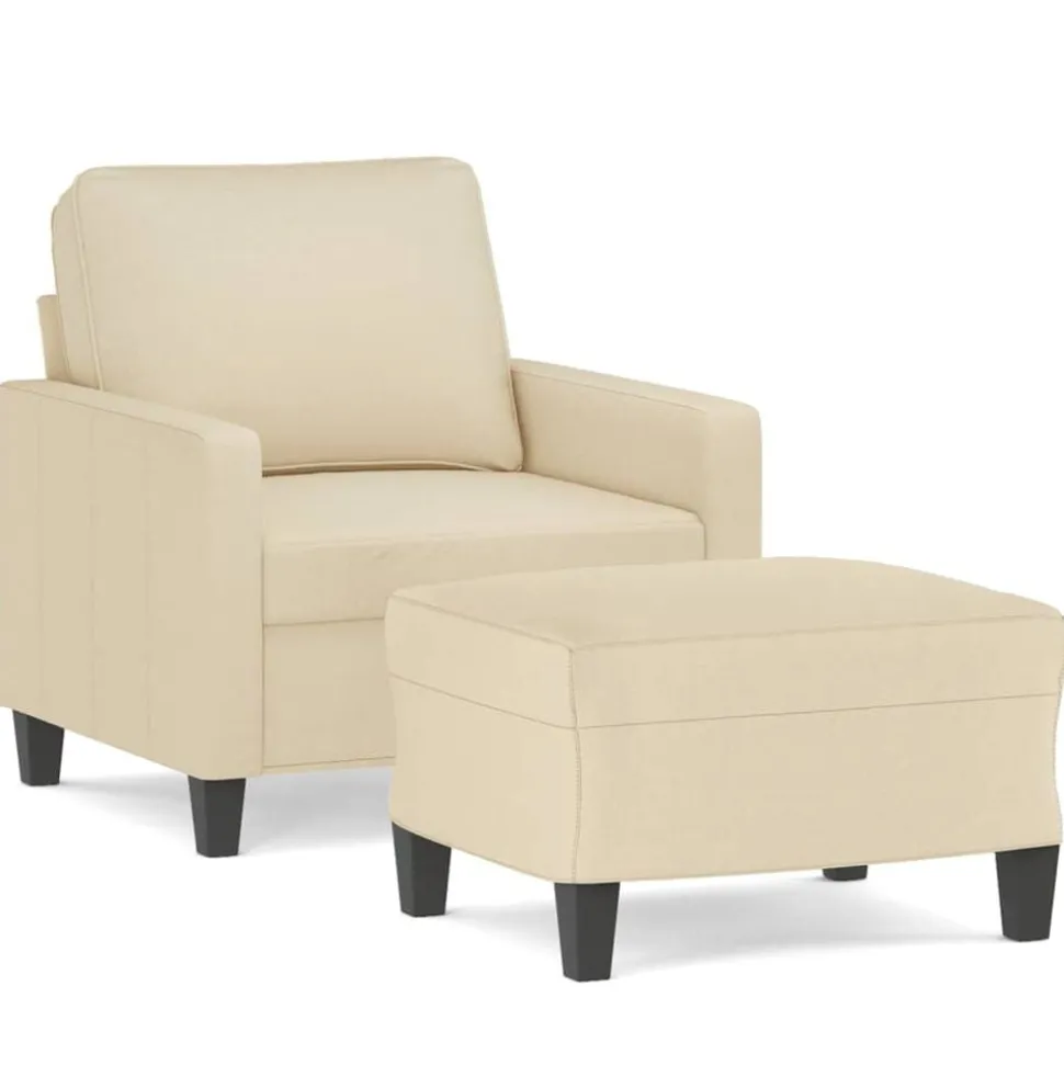 vidaXL Fauteuil met voetenbank 60 cm stof crèmekleurig