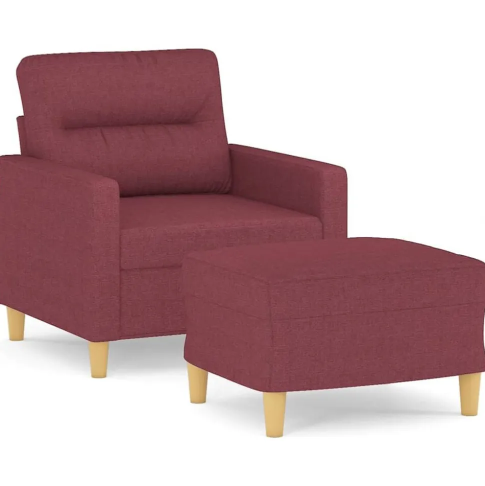 vidaXL Fauteuil met voetenbank 60 cm stof wijnrood