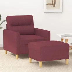 vidaXL Fauteuil met voetenbank 60 cm stof wijnrood