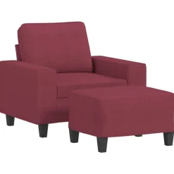 vidaXL Fauteuil met voetenbank 60 cm stof wijnrood