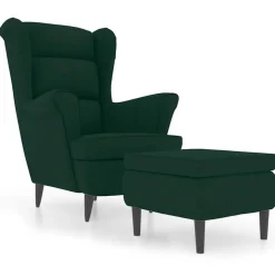 vidaXL Fauteuil met voetenbank fluweel donkergroen
