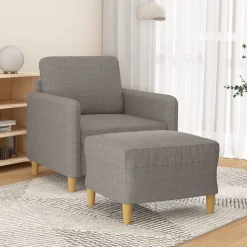 vidaXL Fauteuil met voetenbank 60 cm stof taupe