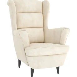 vidaXL Fauteuil met voetenbank fluweel crèmekleurig
