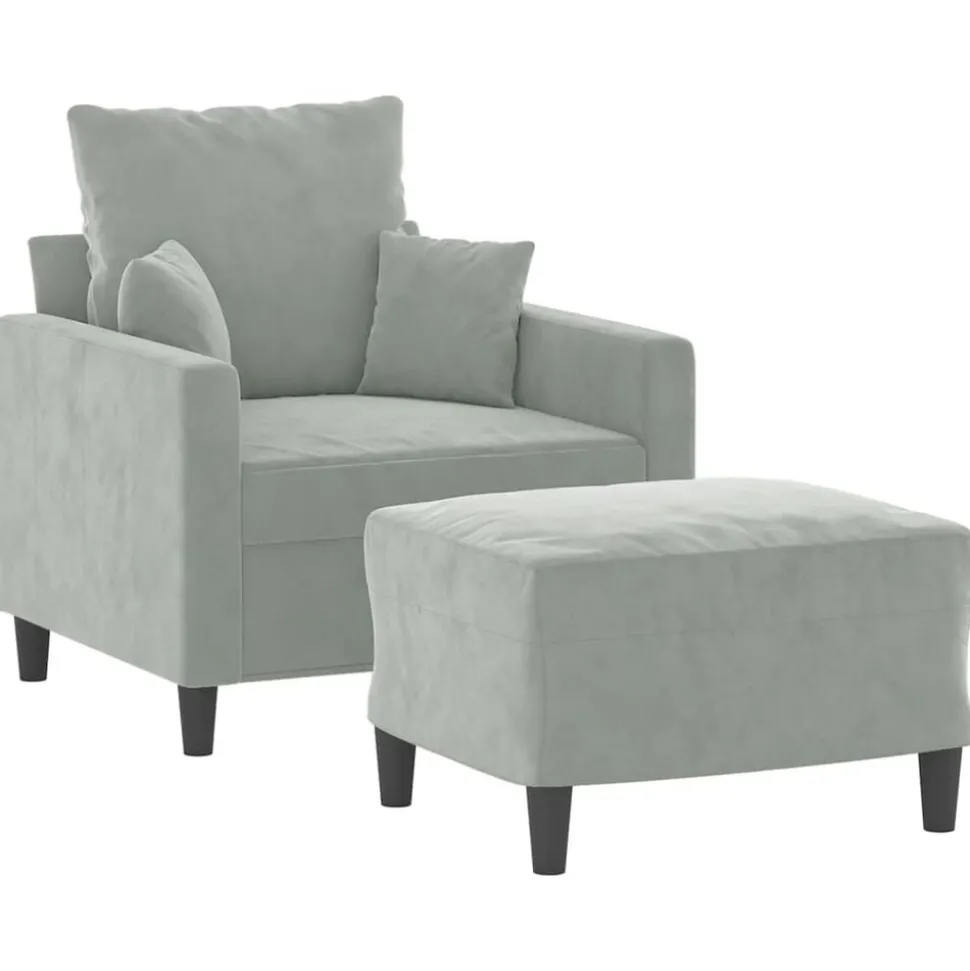 vidaXL Fauteuil met voetenbank 60 cm fluweel geel