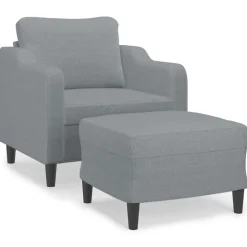 vidaXL Fauteuil met voetenbank 60 cm stof lichtgrijs
