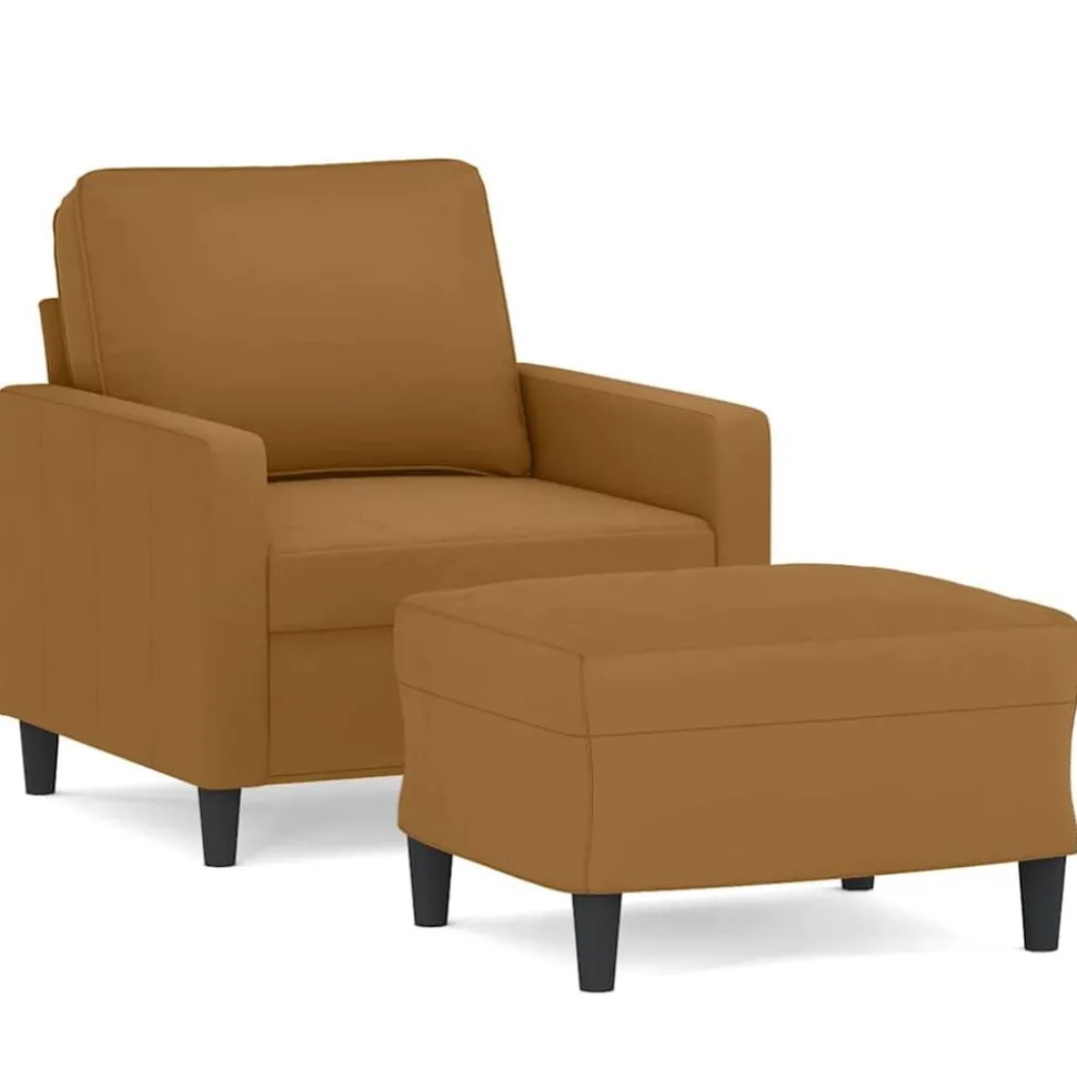 vidaXL Fauteuil met voetenbank 60 cm fluweel bruin