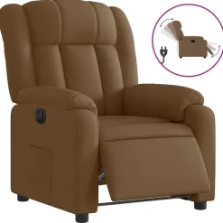 vidaXL Fauteuil verstelbaar elektrisch stof bruin