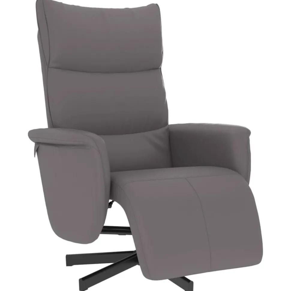 vidaXL Fauteuil verstelbaar met voetensteun kunstleer grijs