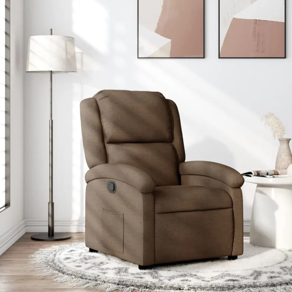 vidaXL Fauteuil verstelbaar stof bruin