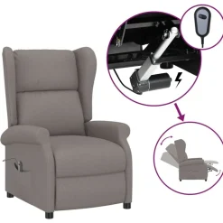 vidaXL Fauteuil verstelbaar elektrisch stof taupe