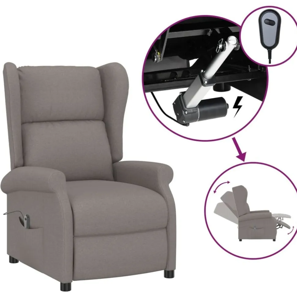 vidaXL Fauteuil verstelbaar elektrisch stof taupe