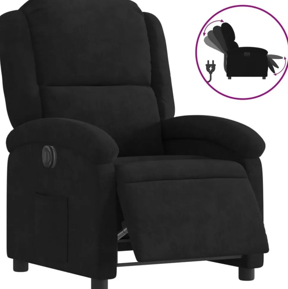 vidaXL Fauteuil verstelbaar elektrisch stof zwart