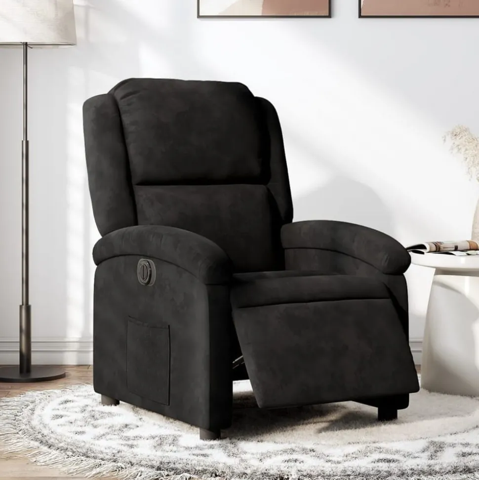 vidaXL Fauteuil verstelbaar elektrisch stof zwart
