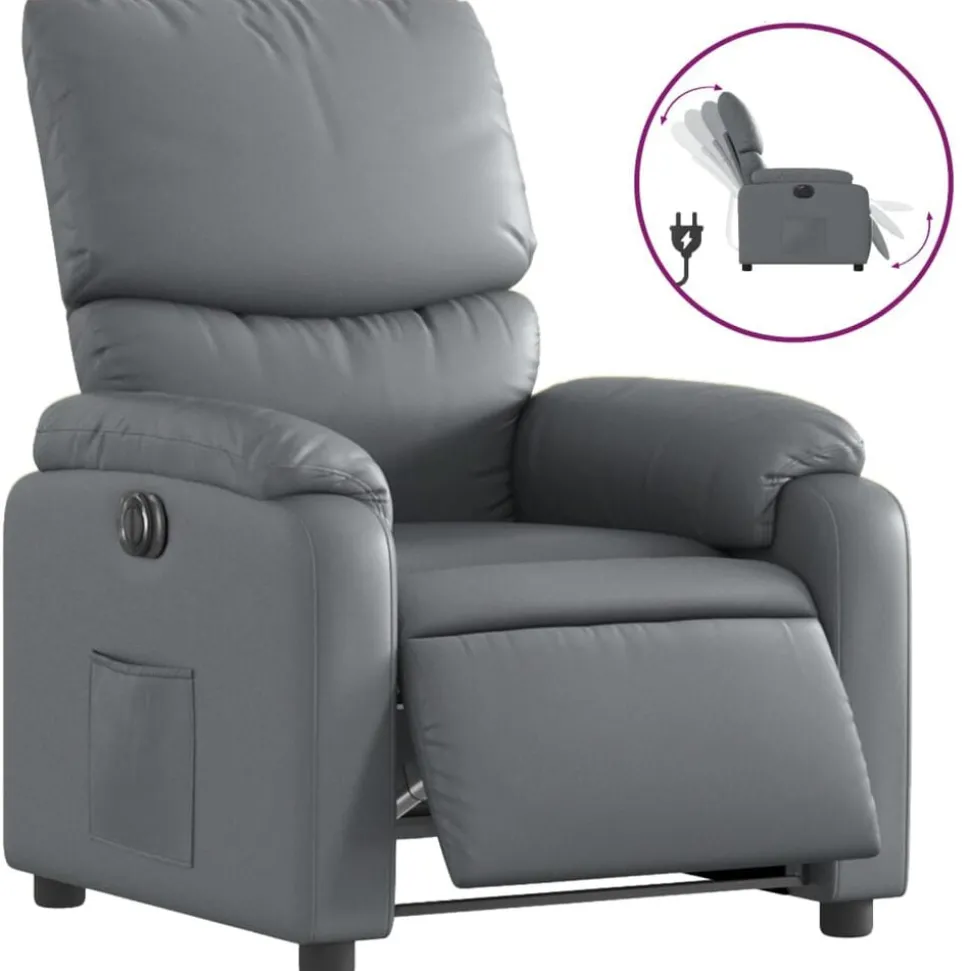vidaXL Fauteuil verstelbaar elektrisch kunstleer grijs