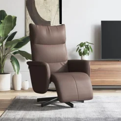 vidaXL Fauteuil verstelbaar met voetensteun kunstleer bruin