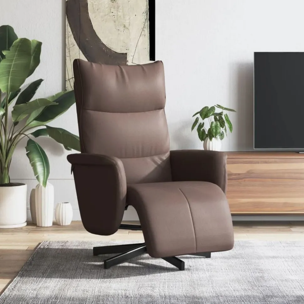 vidaXL Fauteuil verstelbaar met voetensteun kunstleer bruin