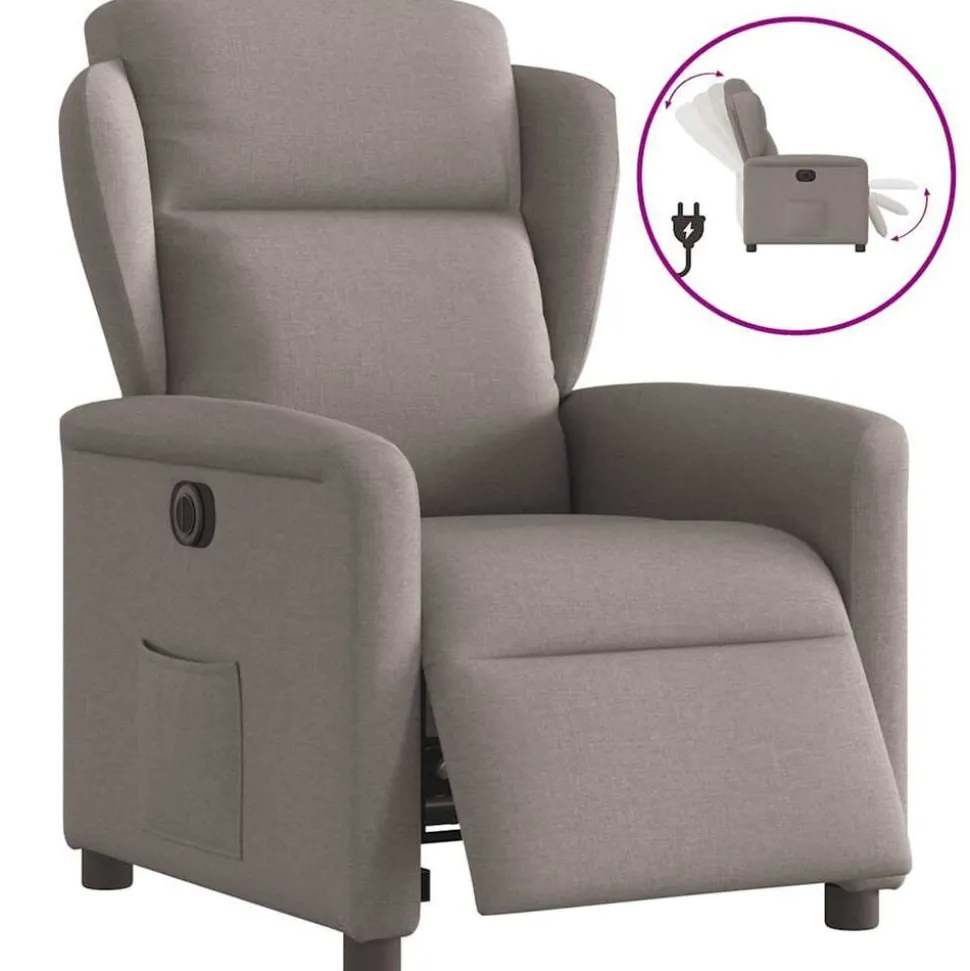vidaXL Fauteuil verstelbaar elektrisch stof taupe