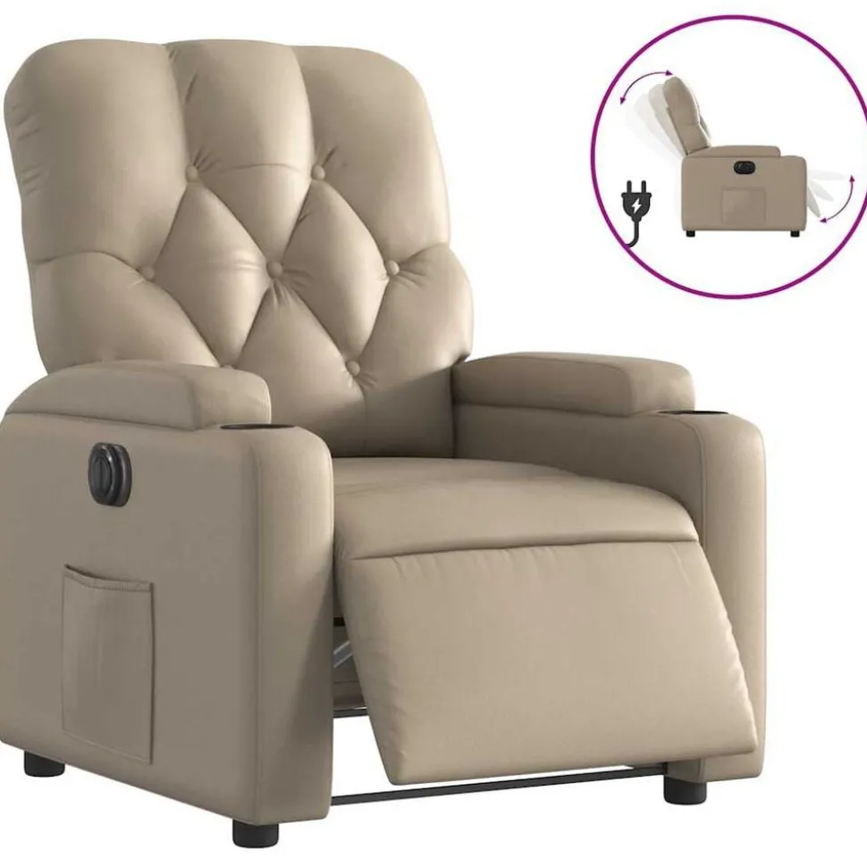 vidaXL Fauteuil verstelbaar elektrisch kunstleer cappuccinokleurig