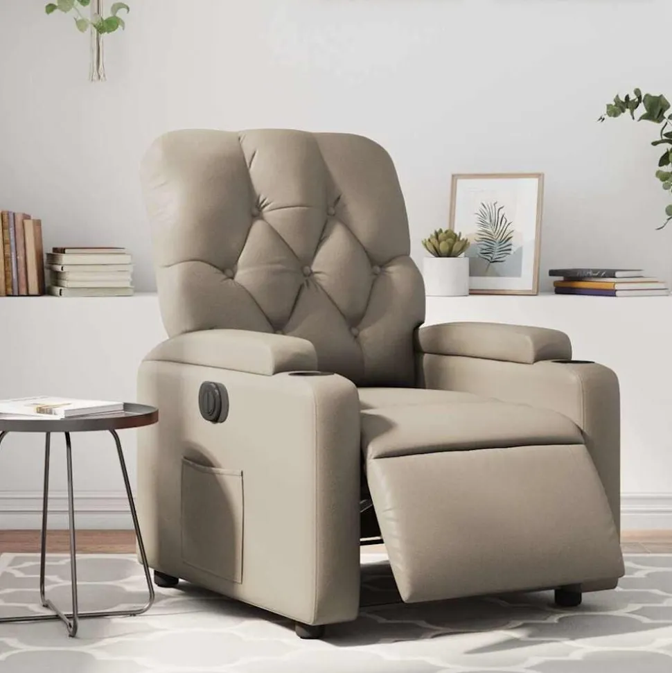 vidaXL Fauteuil verstelbaar elektrisch kunstleer cappuccinokleurig