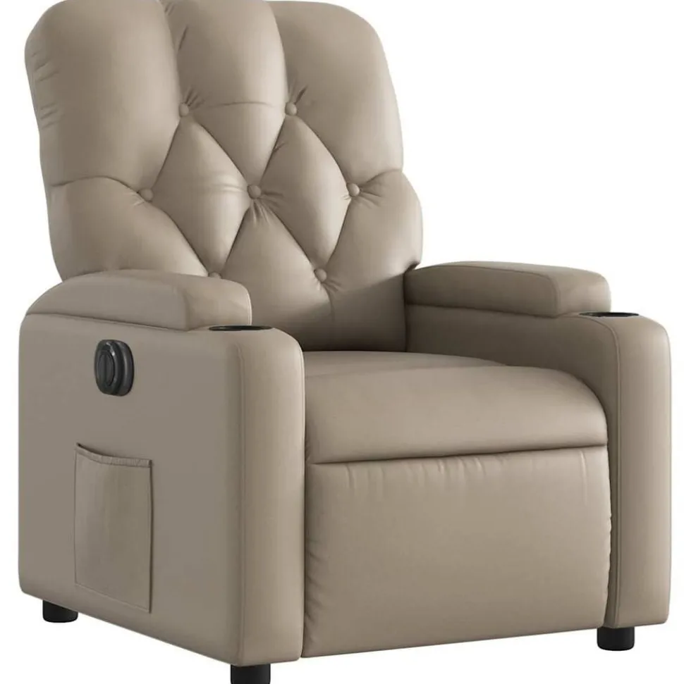 vidaXL Fauteuil verstelbaar elektrisch kunstleer cappuccinokleurig
