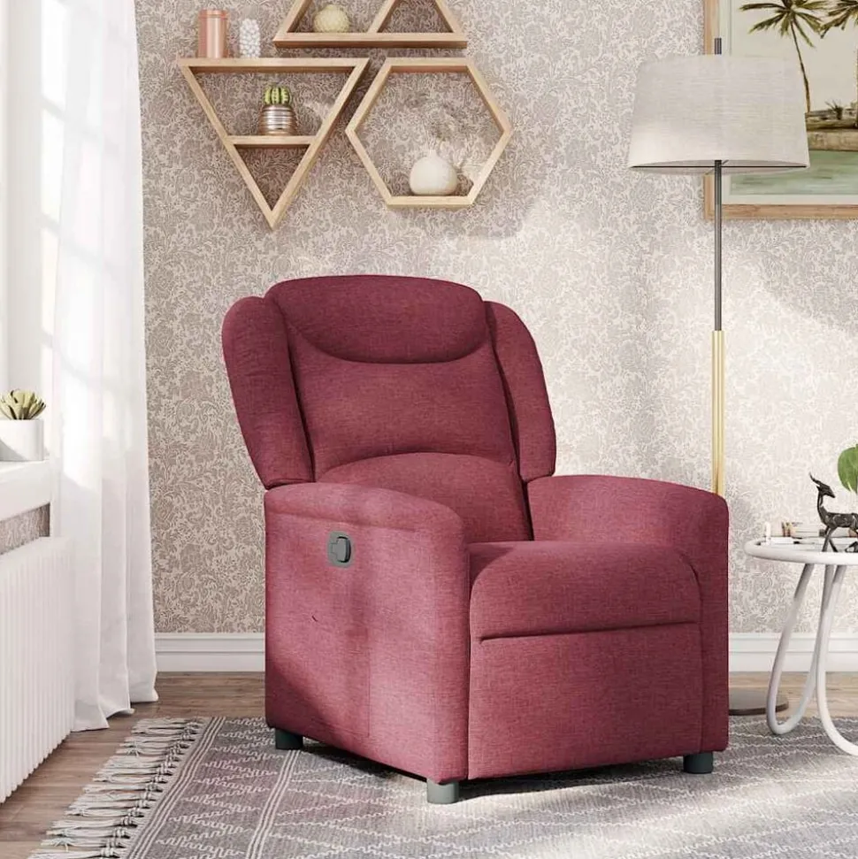 vidaXL Fauteuil verstelbaar stof wijnrood