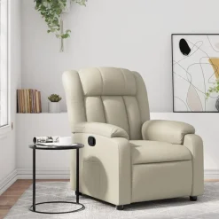 vidaXL Fauteuil verstelbaar kunstleer crèmekleurig