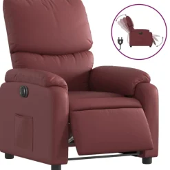 vidaXL Fauteuil verstelbaar elektrisch kunstleer wijnrood