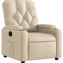 vidaXL Fauteuil verstelbaar stof crèmekleurig