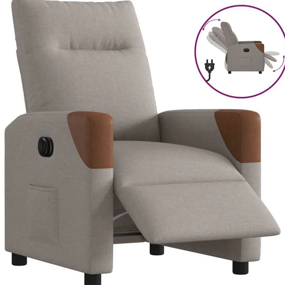 vidaXL Fauteuil verstelbaar elektrisch stof taupe