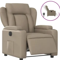vidaXL Fauteuil verstelbaar elektrisch kunstleer cappuccinokleurig