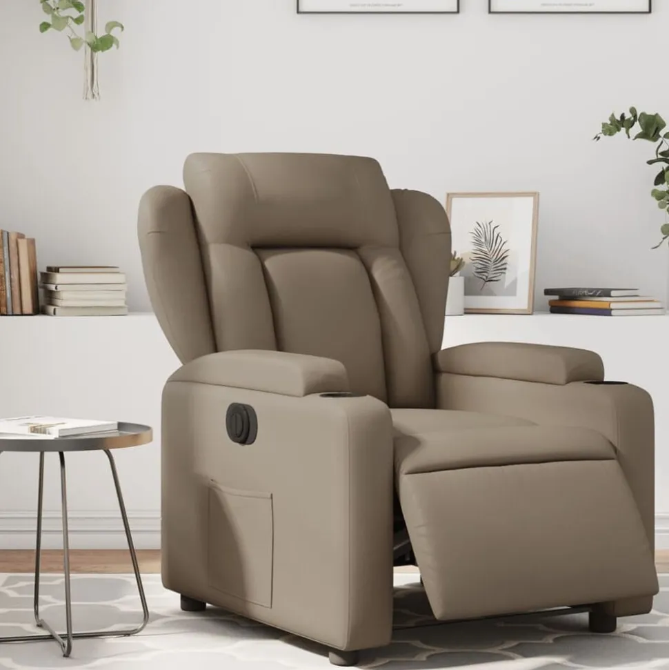 vidaXL Fauteuil verstelbaar elektrisch kunstleer cappuccinokleurig