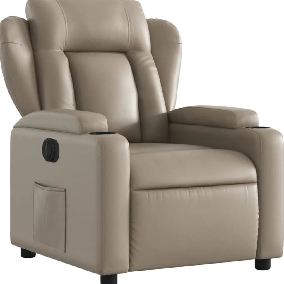 vidaXL Fauteuil verstelbaar elektrisch kunstleer cappuccinokleurig