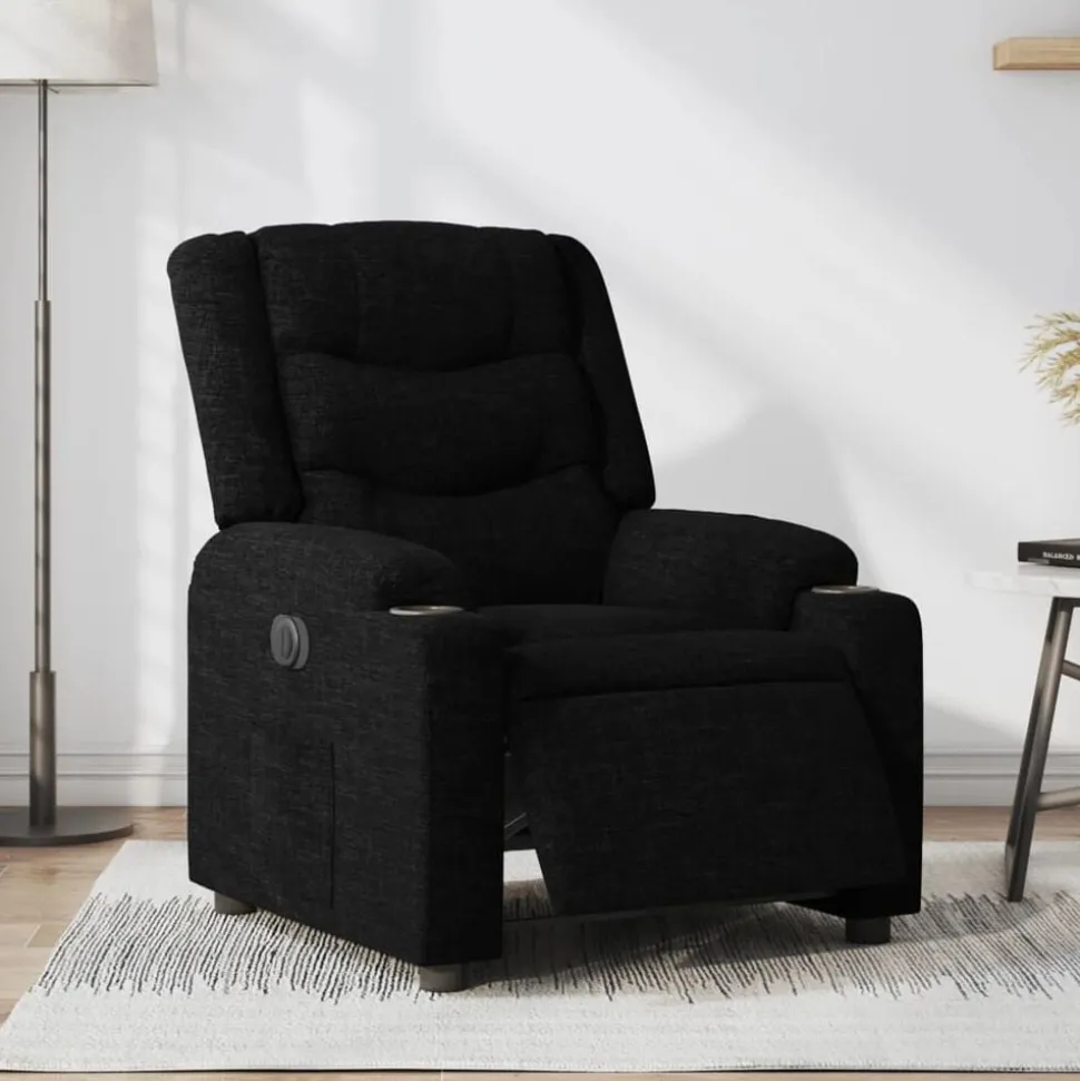 vidaXL Fauteuil verstelbaar elektrisch stof zwart