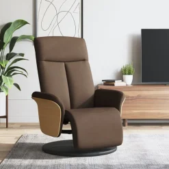 vidaXL Fauteuil verstelbaar met voetensteun stof bruin