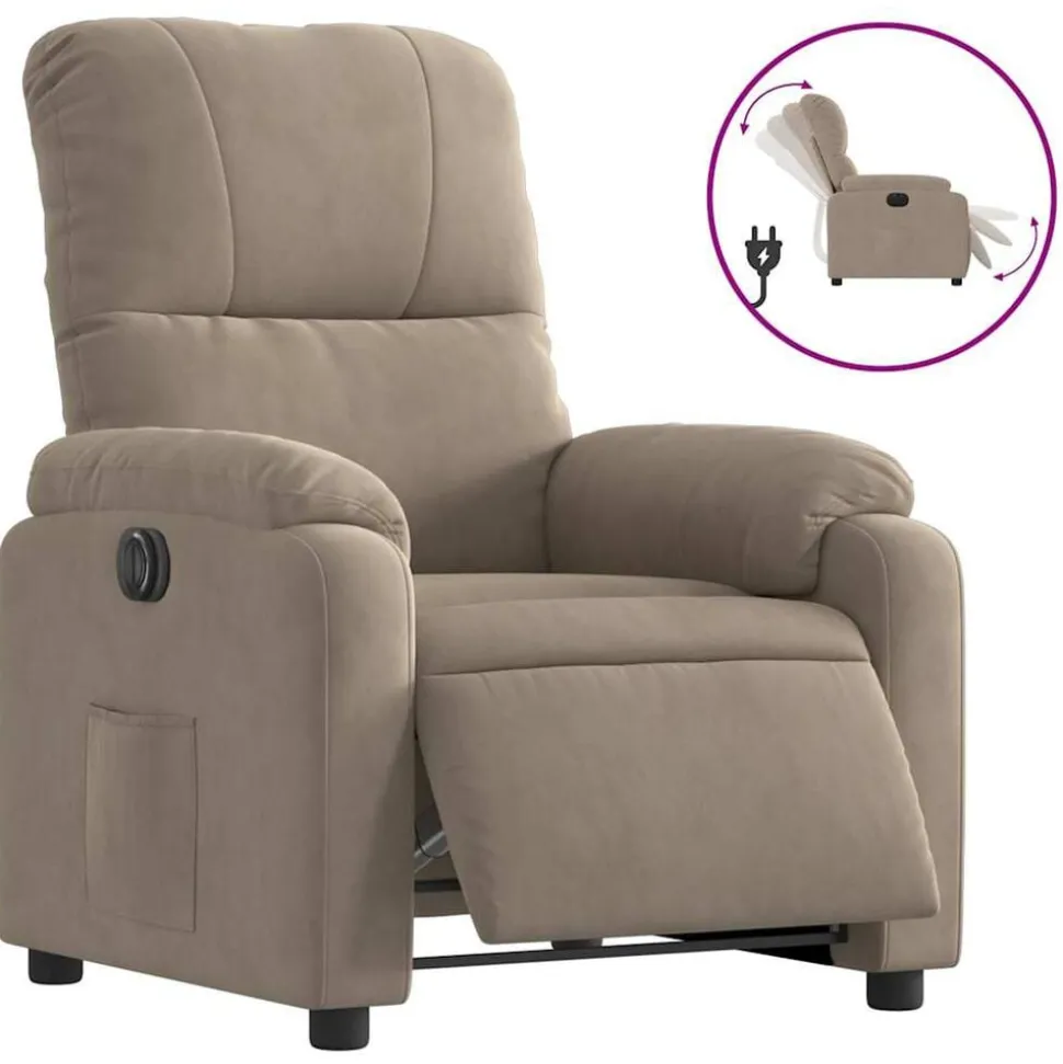 vidaXL Fauteuil verstelbaar elektrisch microvezelstof taupe