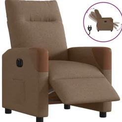 vidaXL Fauteuil verstelbaar elektrisch stof bruin