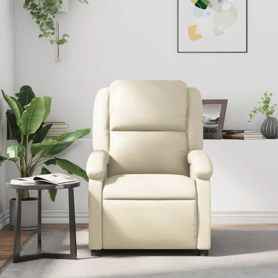 vidaXL Fauteuil verstelbaar kunstleer crèmekleurig