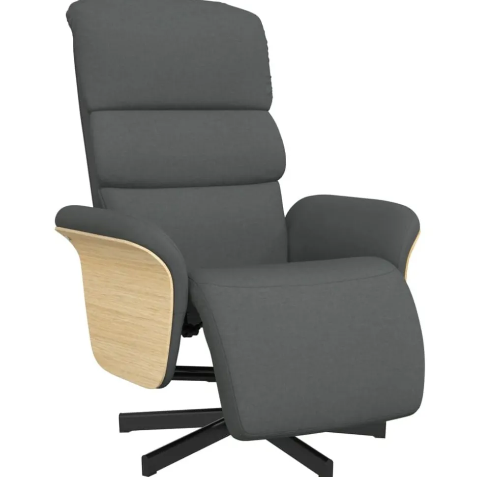 vidaXL Fauteuil verstelbaar met voetensteun stof donkergrijs