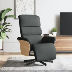vidaXL Fauteuil verstelbaar met voetensteun stof donkergrijs