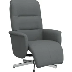 vidaXL Fauteuil verstelbaar met voetensteun stof donkergrijs