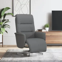 vidaXL Fauteuil verstelbaar met voetensteun stof donkergrijs