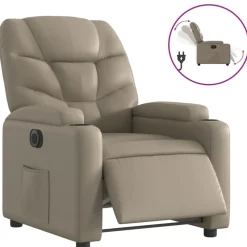 vidaXL Fauteuil verstelbaar elektrisch kunstleer cappuccinokleurig