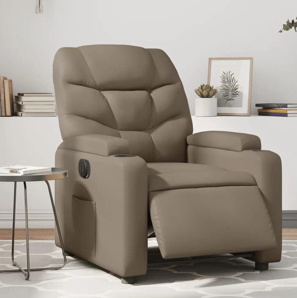 vidaXL Fauteuil verstelbaar elektrisch kunstleer cappuccinokleurig